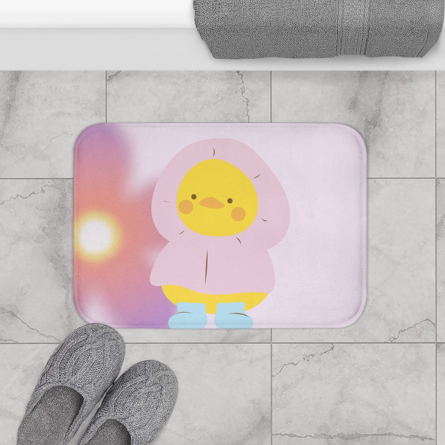 Cute Infant Duck in Rain Outfit Bath Rug
