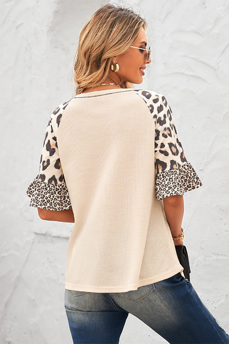 Leopard Print Womens Sleeve Top