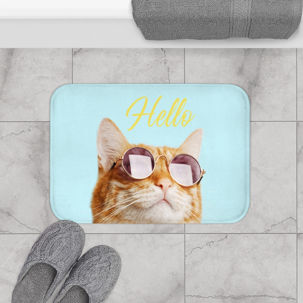 Sunglasses-Wearing Cat Bath Mat