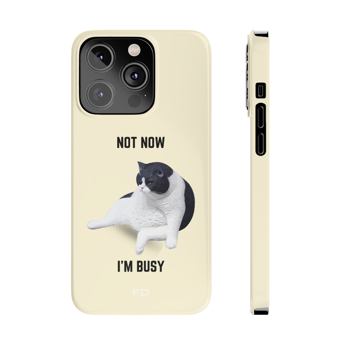 Amusing Feline Boredom Design Sleek Phone Cover for iPhone 14, 14 PRO, and 14 PRO MAX