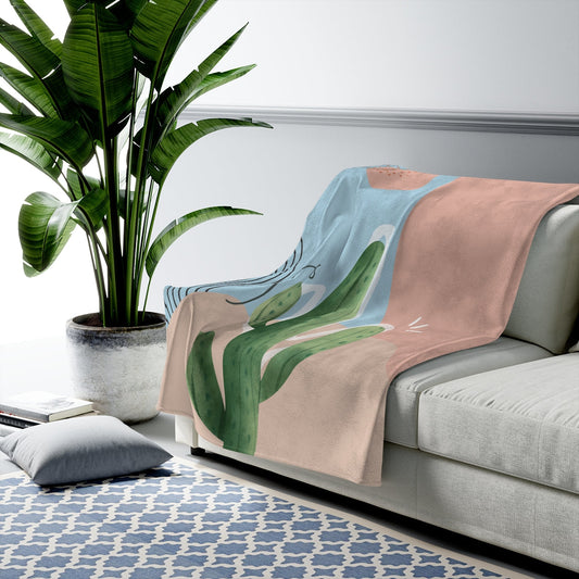 Abstract Cactus Fleece Blanket Throw