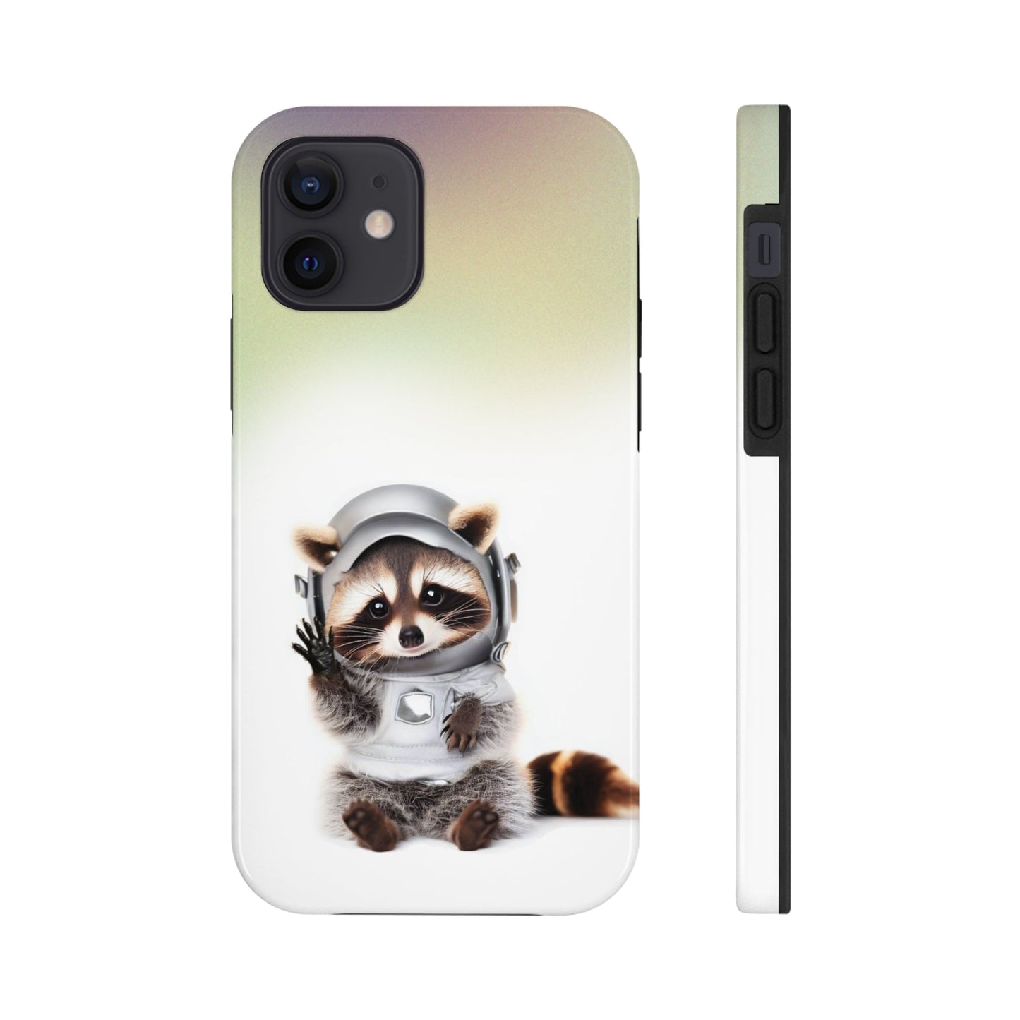 Wireless Charging iPhone Case featuring a Playful Raccoon Design