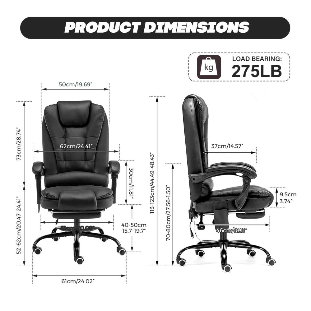Deluxe 5-Mode Massage Office Chair with Adjustable Foot Support