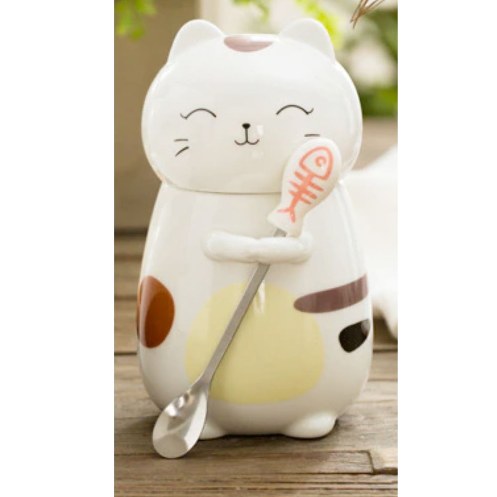 3D Feline Mug Set with Matching Spoon
