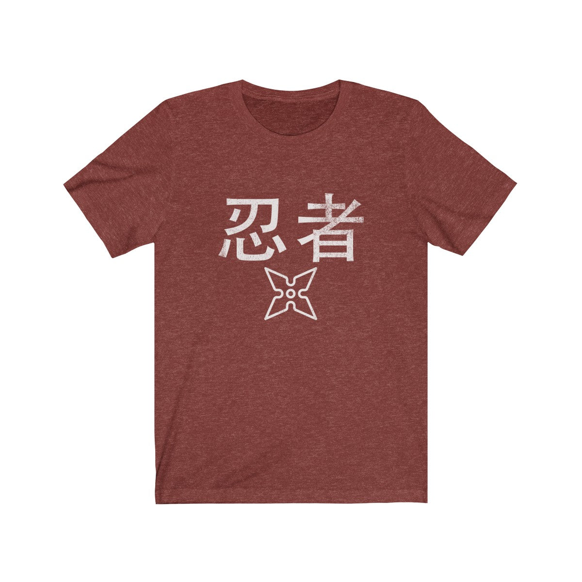 White T-Shirt with a Worn-Out Ninja Design