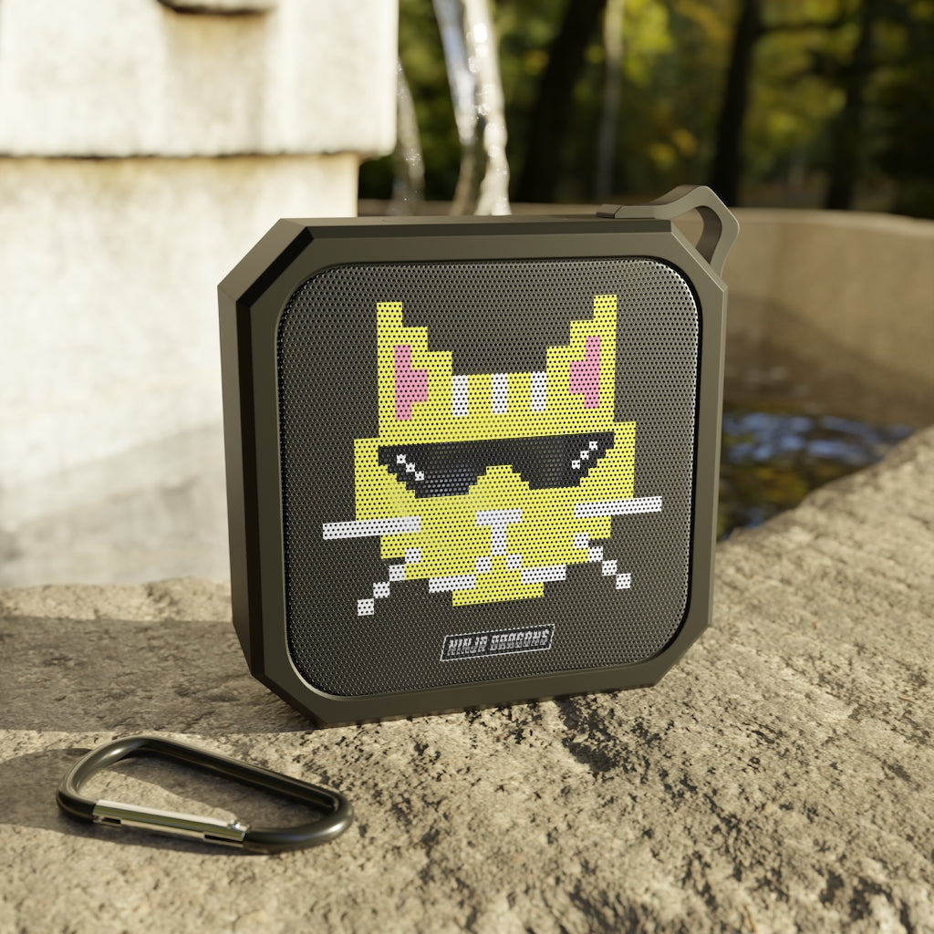 Pixelated Feline Ninja Bluetooth Speaker with Shades and Water-resistant Design