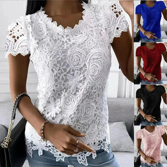 Short Sleeve Lace Top for Women - Perfect for the Summer Season