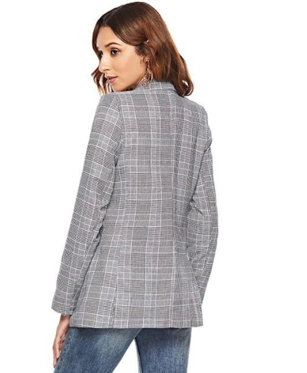 Double Checked Grey Blazer for Women