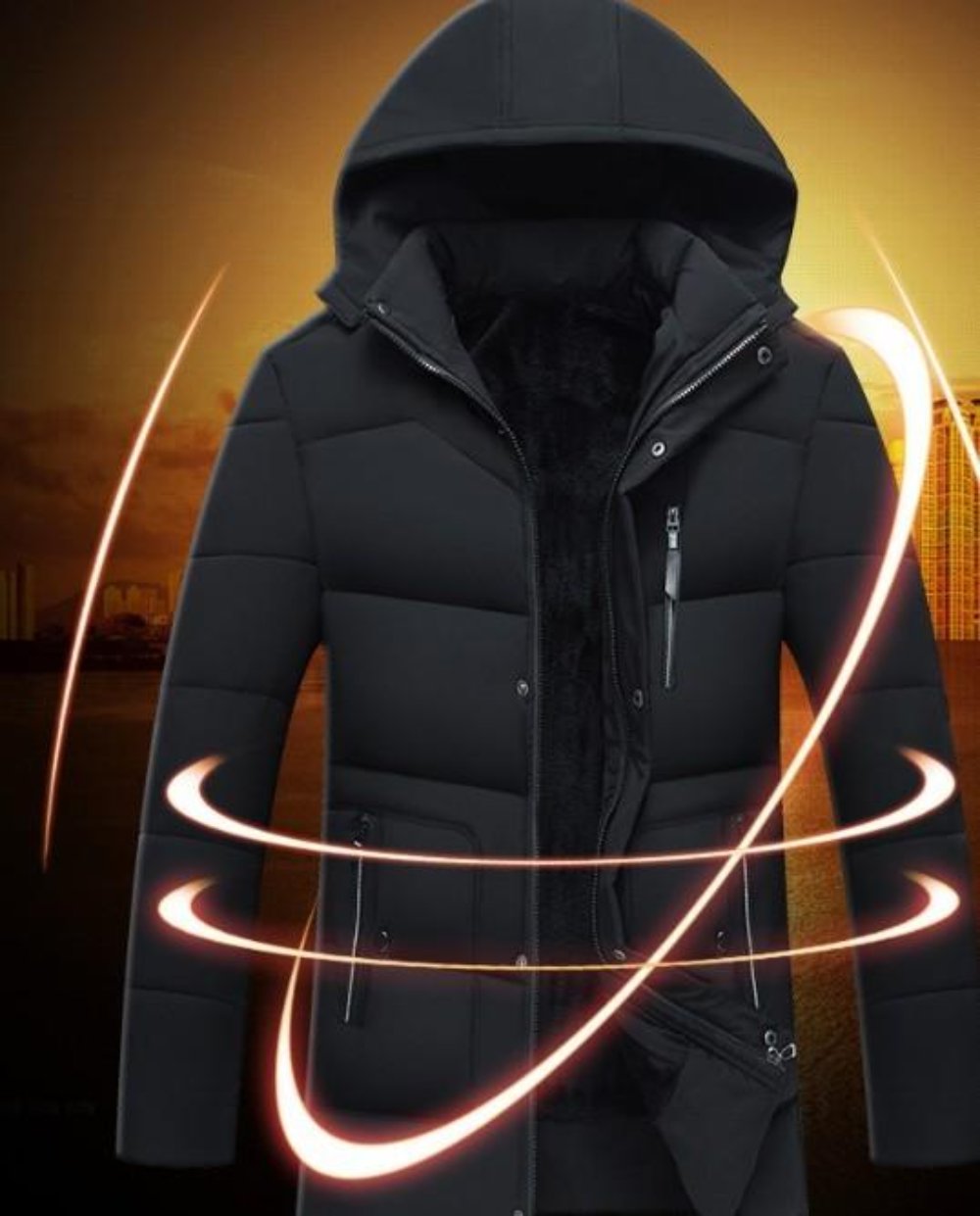 Winter Coat with Detachable Hood for Men