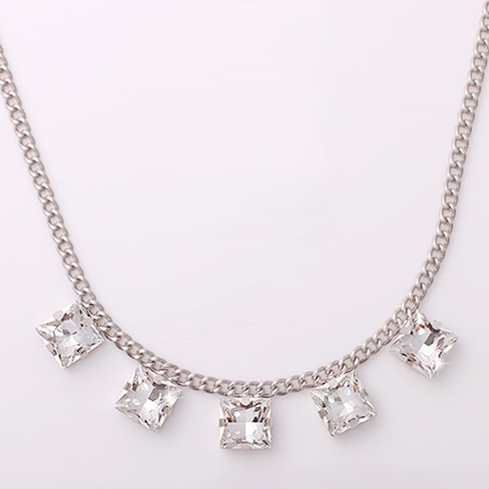 Silver Necklace with Crystal Accents