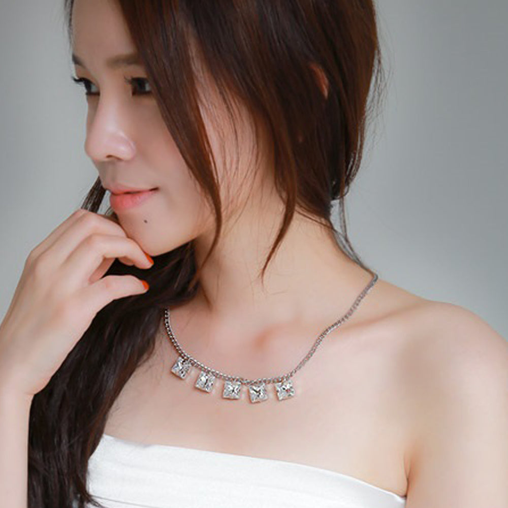 Silver Necklace with Crystal Accents