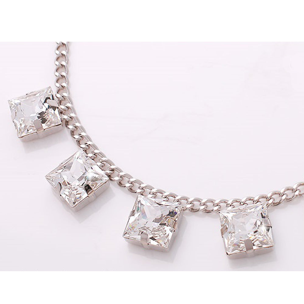 Silver Necklace with Crystal Accents