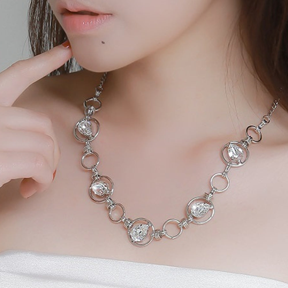 Silver Crystal Necklace by Mika