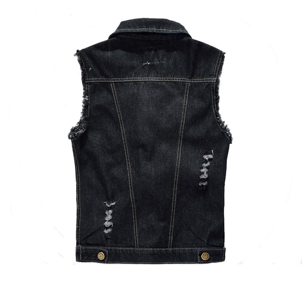 Black Denim Vest for Men's Urban Fashion