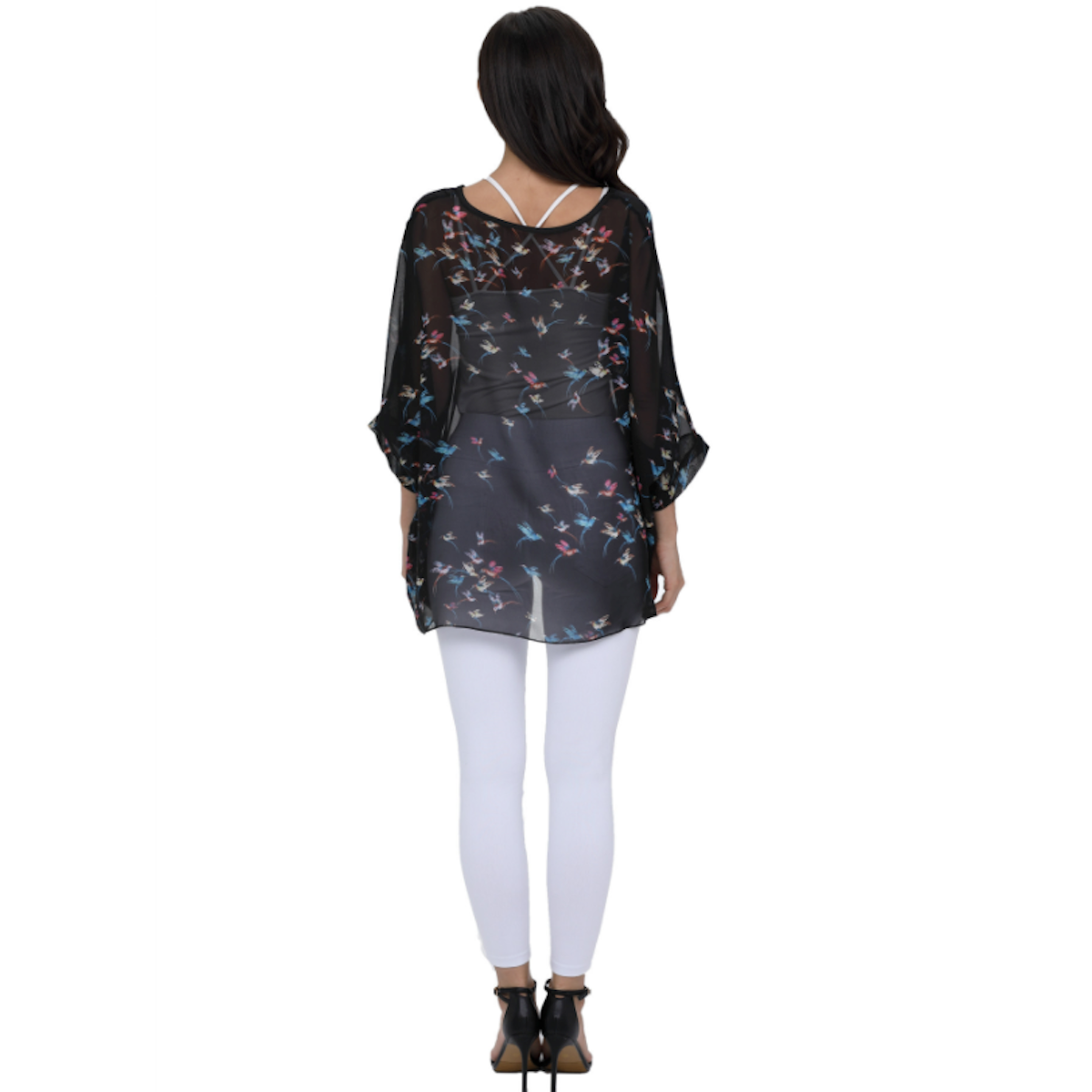 Chiffon Top with Printed Birds for Women