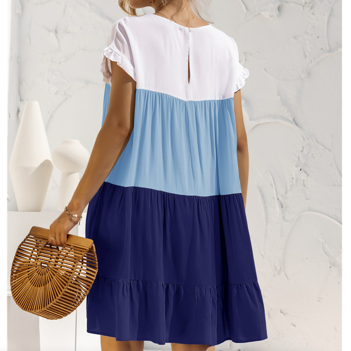 Colorful Ruffled Sleeve Summer Dress for Women