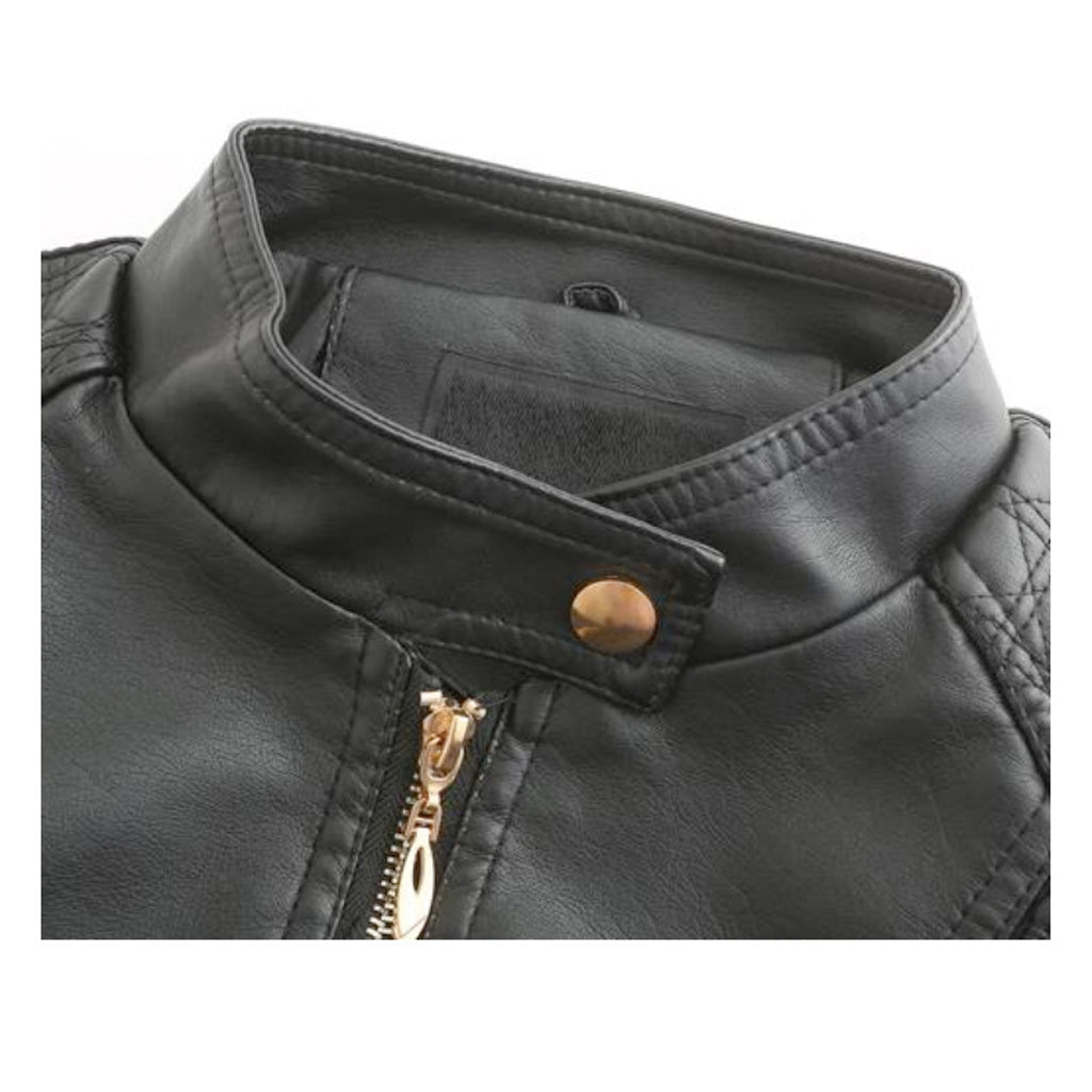 Soft Quilted Faux Leather Jacket for Women