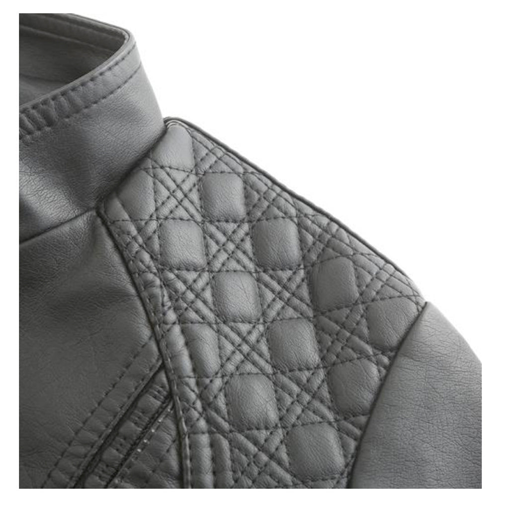 Soft Quilted Faux Leather Jacket for Women