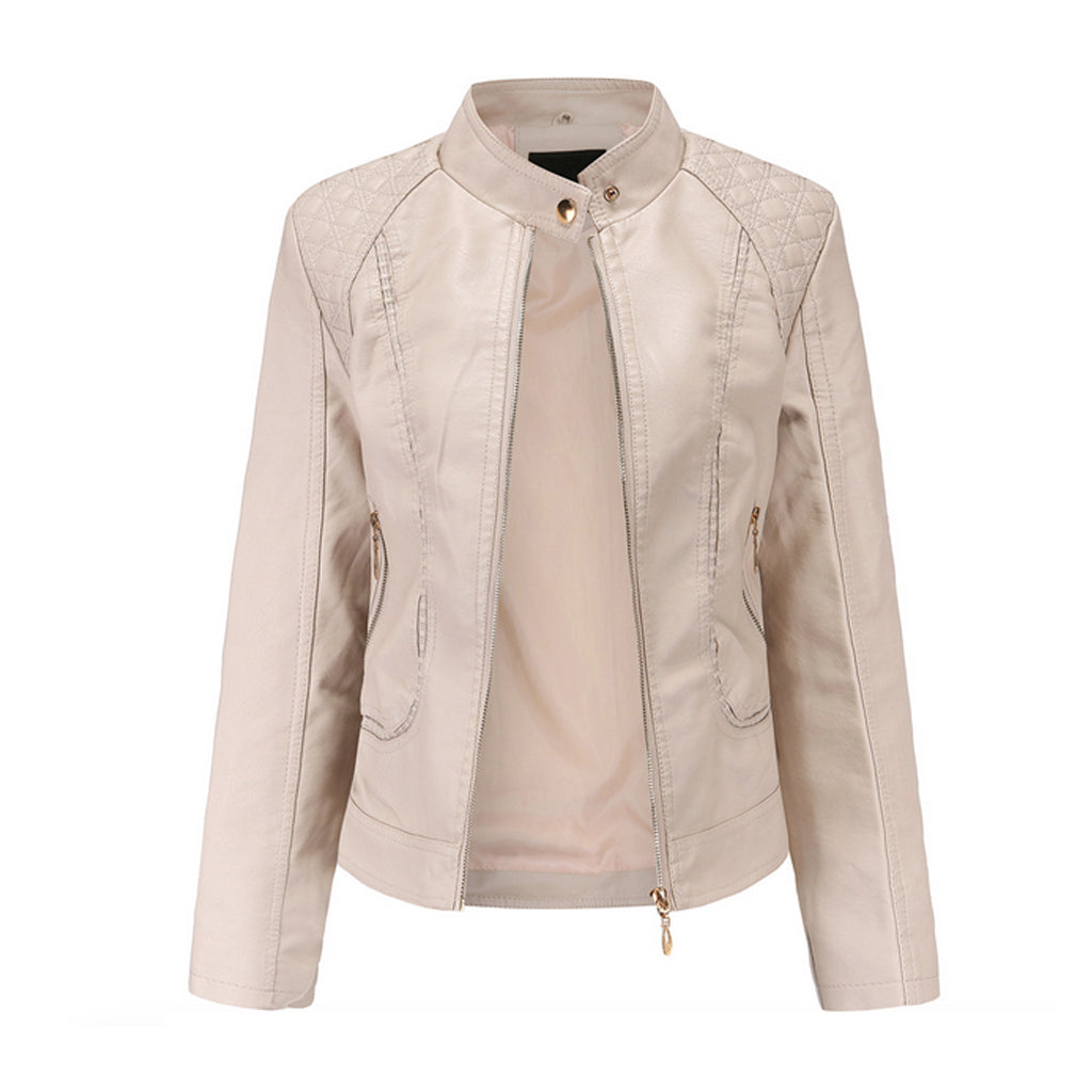 Soft Quilted Faux Leather Jacket for Women