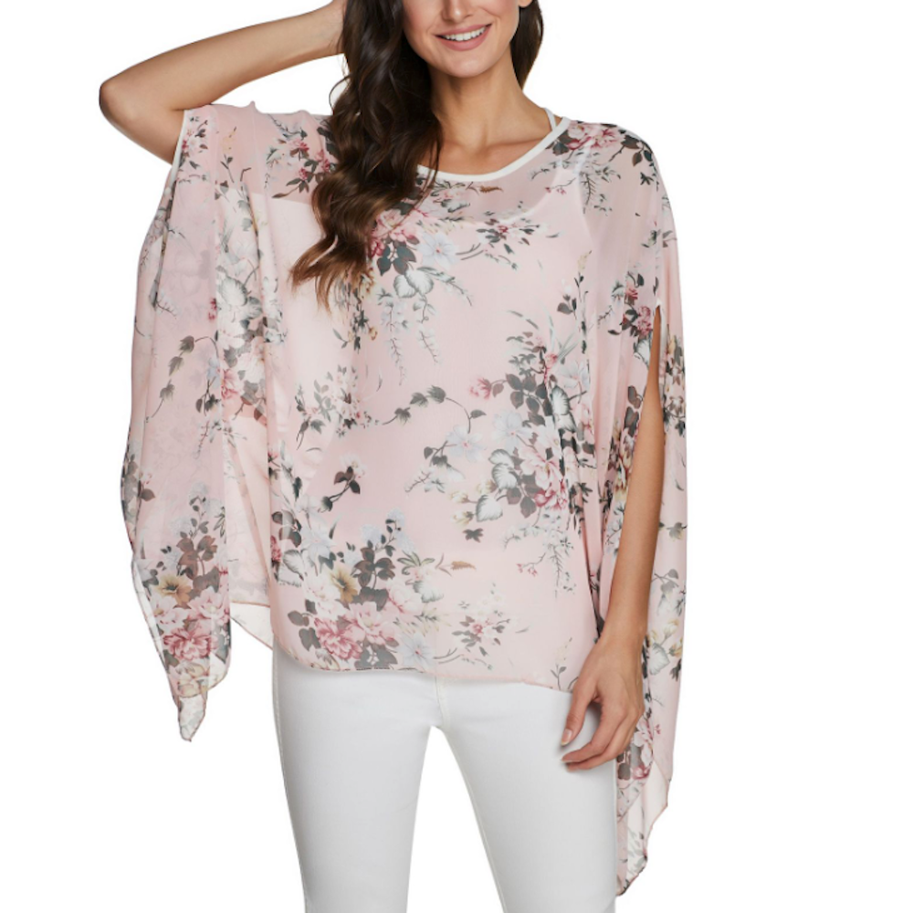 Flowing Chiffon Tunic for Women Featuring a Delicate Floral Pattern
