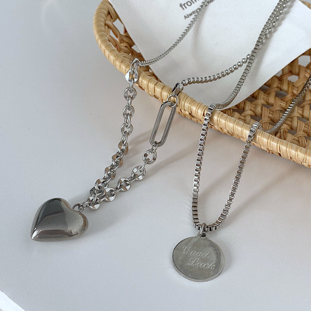 Women's Fortune Layered Necklace With Heart-Shaped Charm