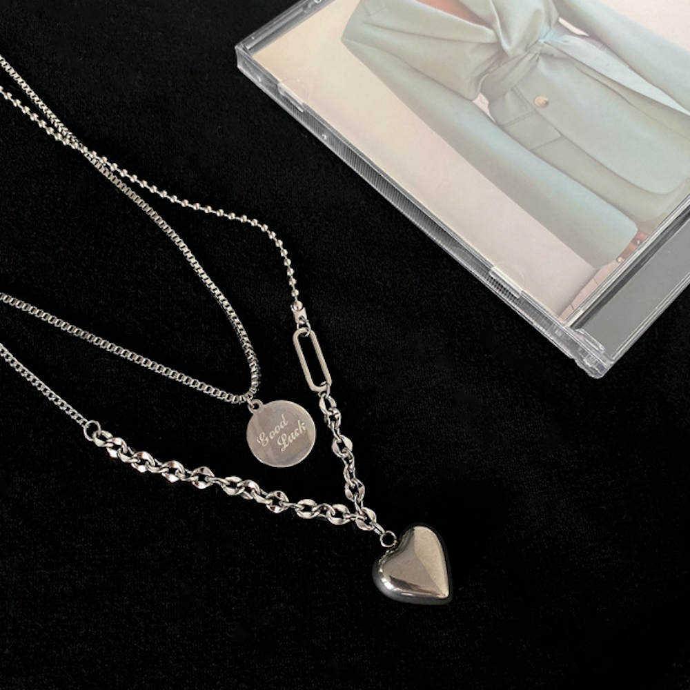 Women's Fortune Layered Necklace With Heart-Shaped Charm