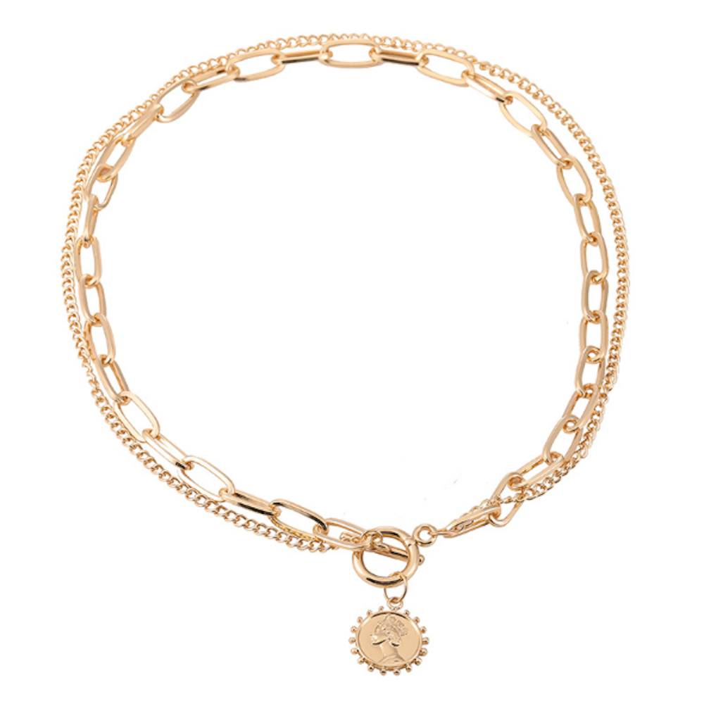 Women's Coin Pendant Chain Style Necklace