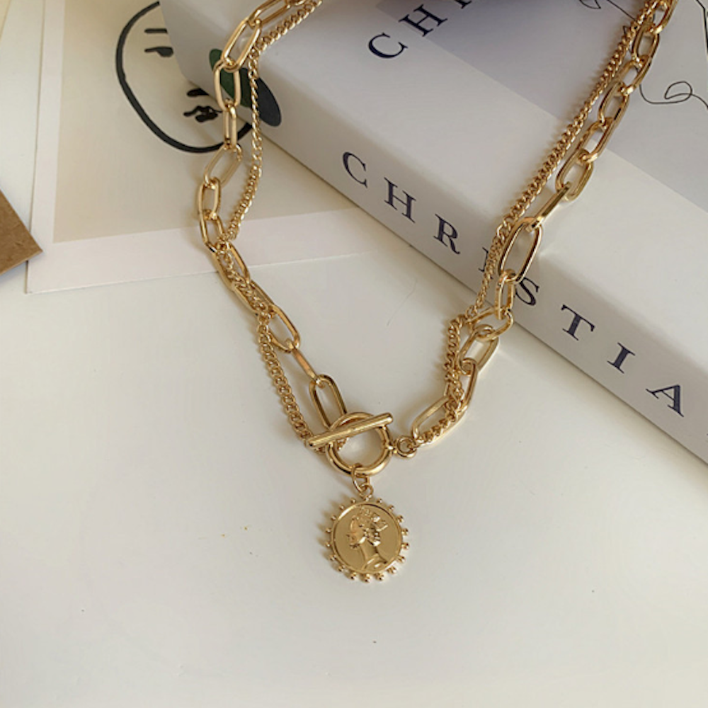 Women's Coin Pendant Chain Style Necklace