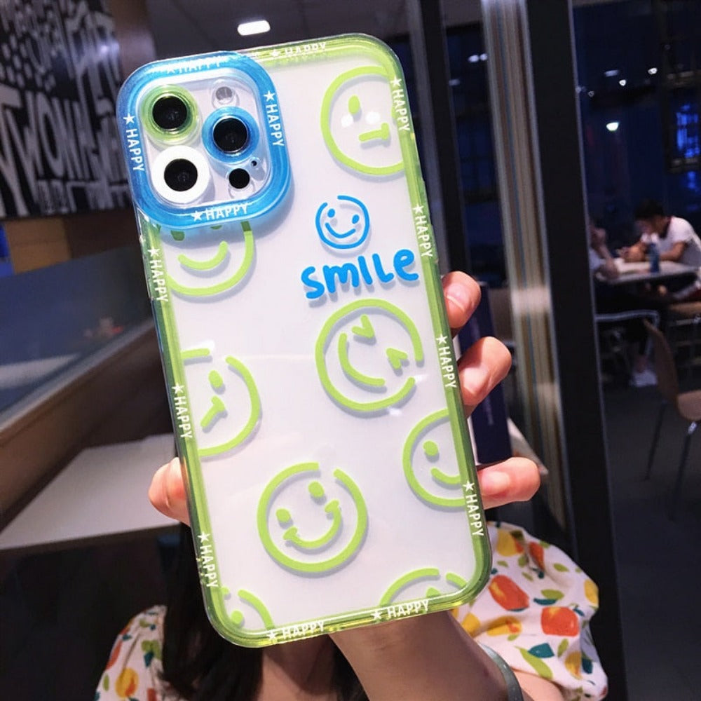 Transparent iPhone Cover with Smiling Emoji Face