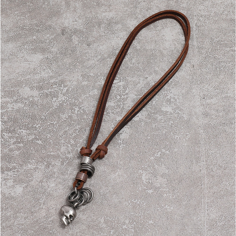 Triangle Charm Adjustable Necklace in Faux Leather