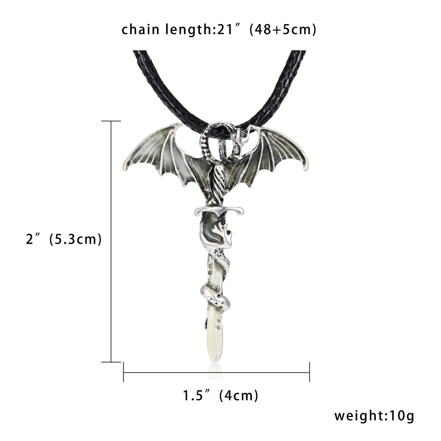 Glow-in-the-Dark Dragon Pendant Necklace