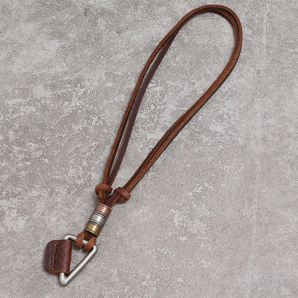 Triangle Charm Adjustable Necklace in Faux Leather