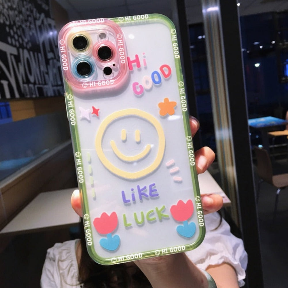 Transparent iPhone Cover with Smiling Emoji Face