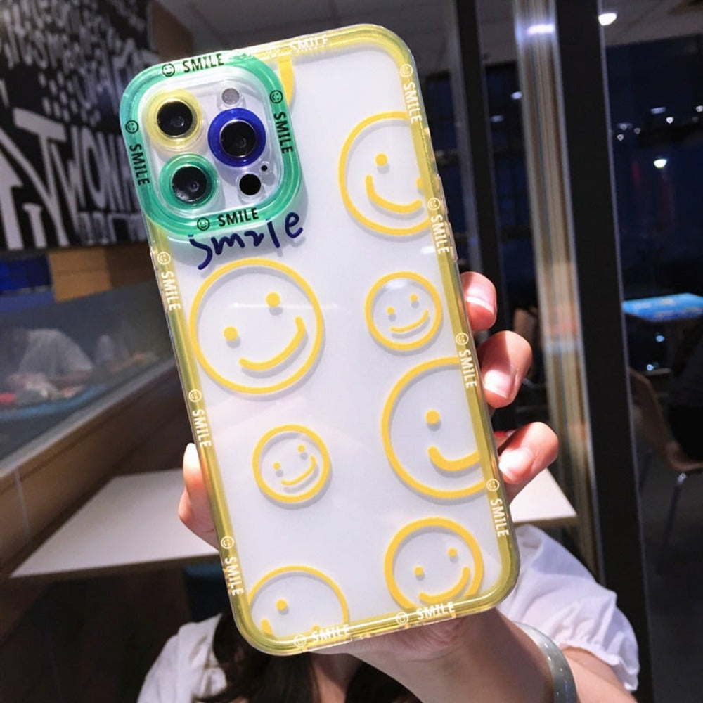 Transparent iPhone Cover with Smiling Emoji Face