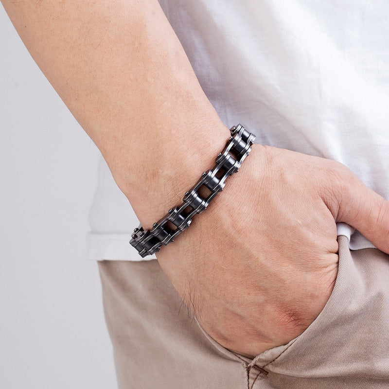 Bicycle Chain Bracelet with Black Coating