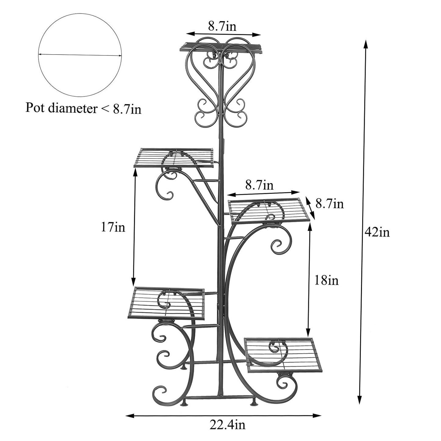 5 Tier Metal Plant Stand for Indoor and Outdoor Use