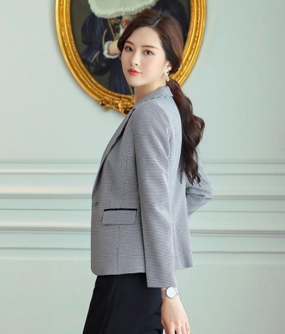 Slim Fit Houndstooth Blazer for Women
