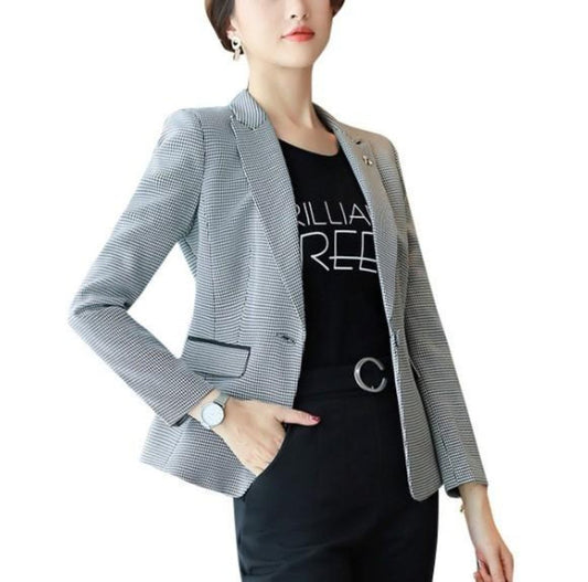 Slim Fit Houndstooth Blazer for Women
