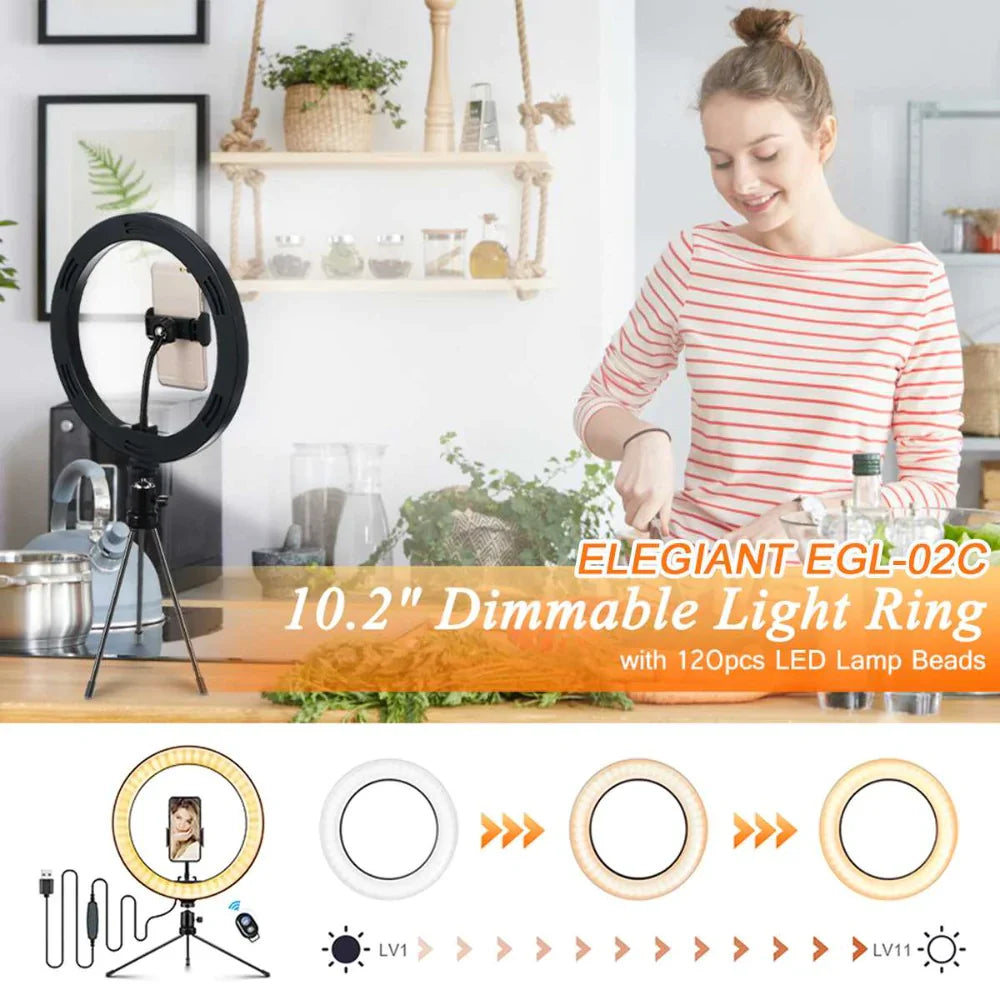 10" Portable Selfie LED Lamp for Tabletop Photography