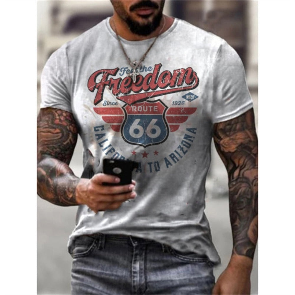Logo Route 66 Print Men's Tee