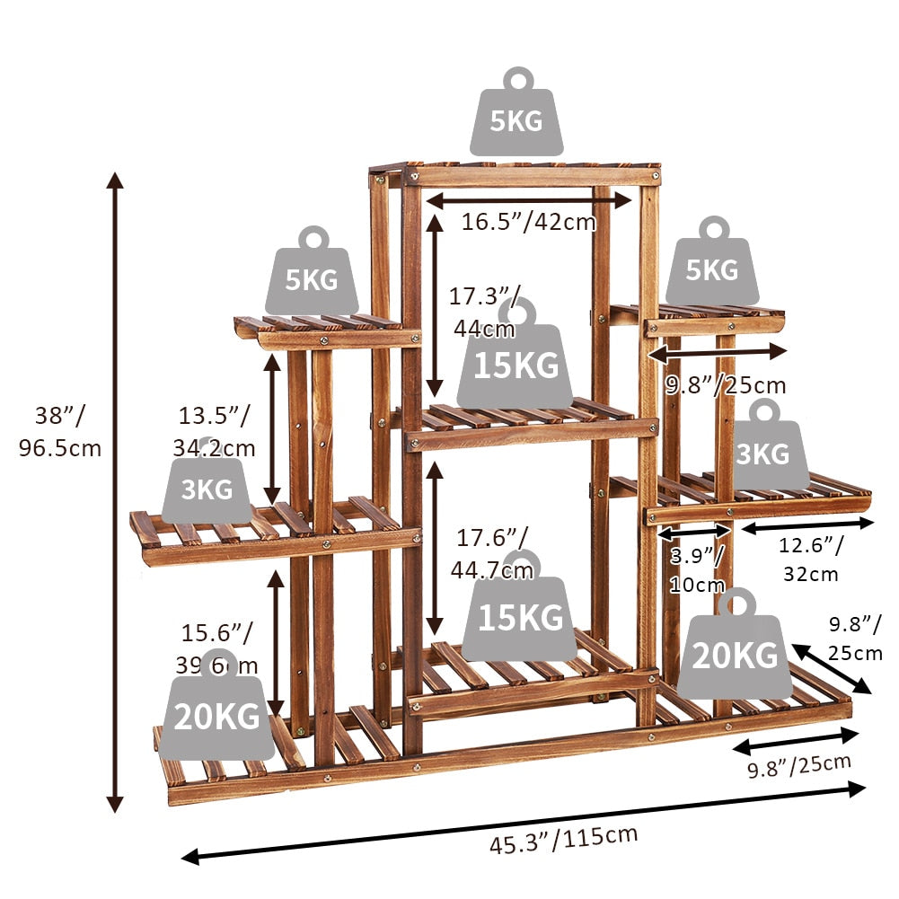9 Tier Wooden Indoor Plant Stand for Home Decor