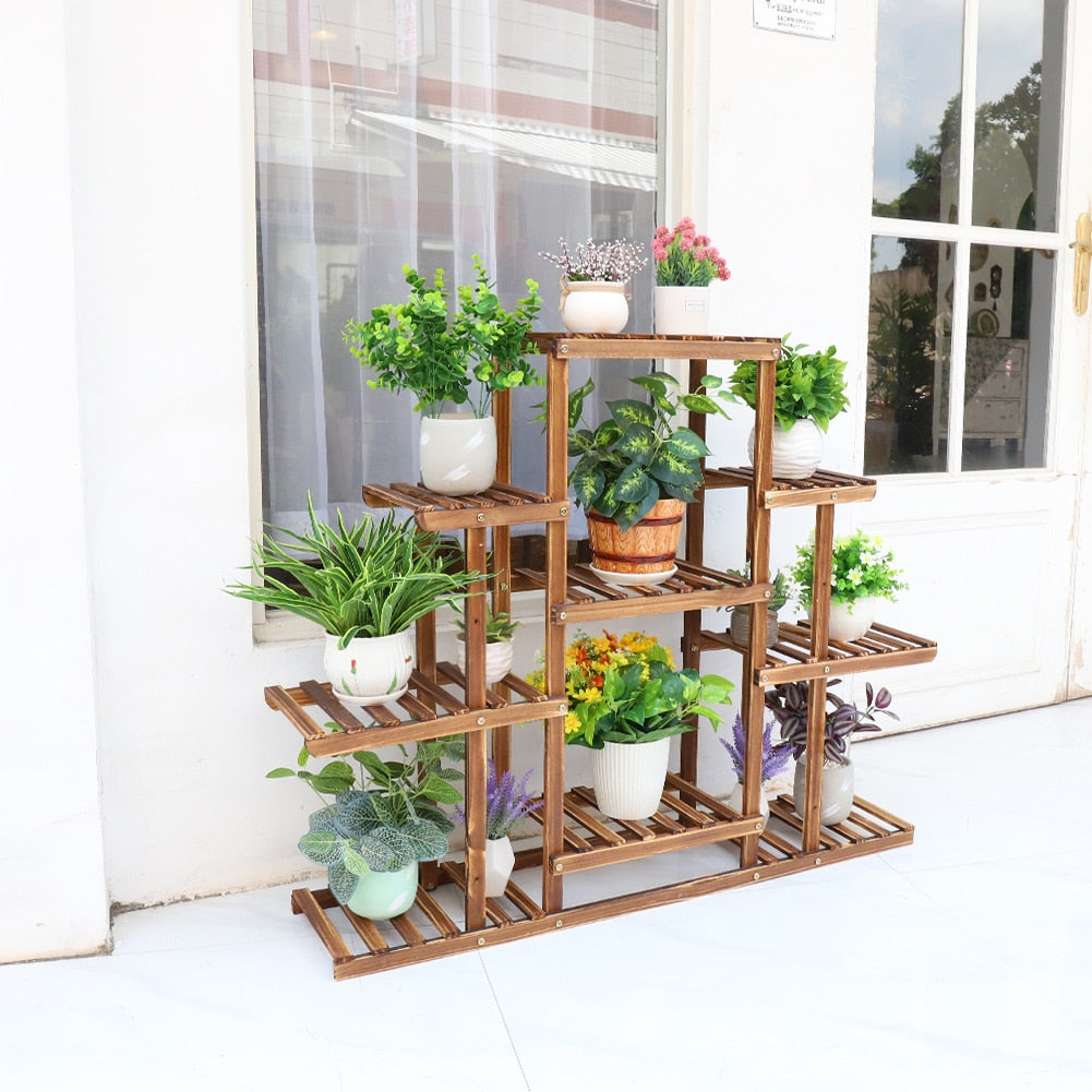 9 Tier Wooden Indoor Plant Stand for Home Decor
