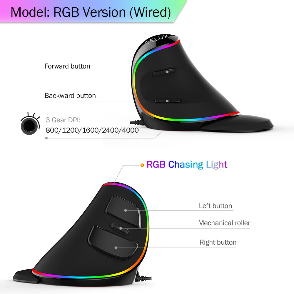 Vertical RGB Wired Mouse
