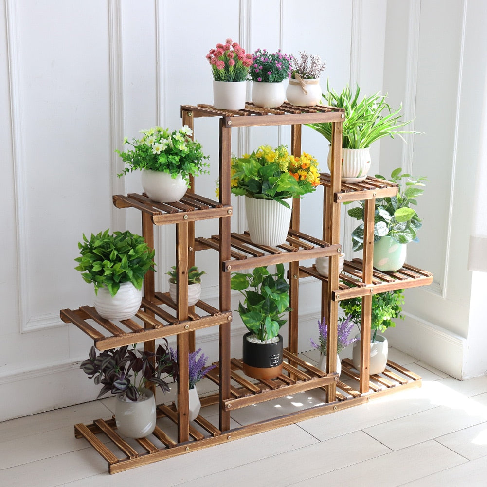 9 Tier Wooden Indoor Plant Stand for Home Decor