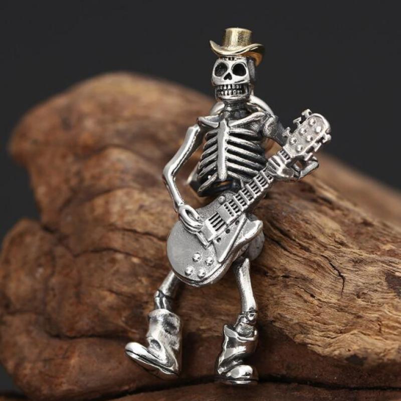 Guitar-Playing Skeleton Necklace