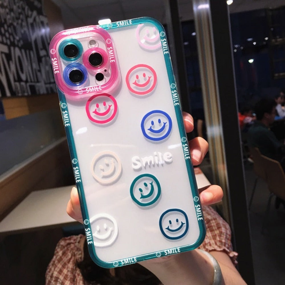 Transparent iPhone Cover with Smiling Emoji Face