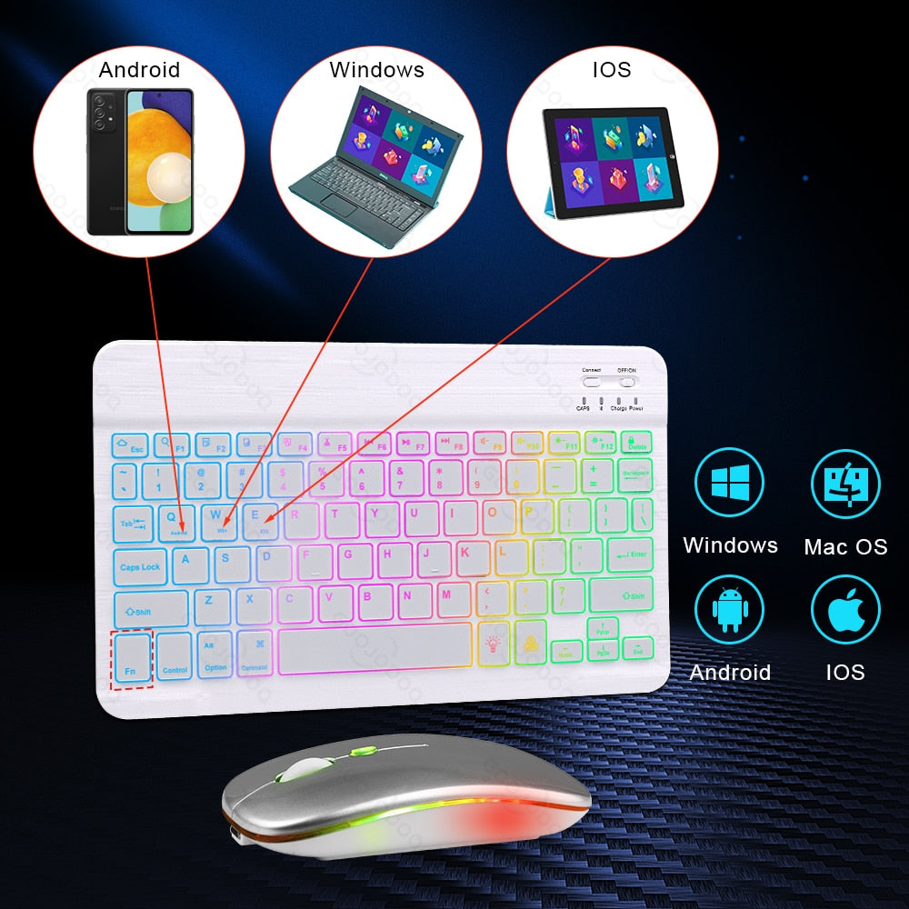 Wireless Keyboard and Mouse with RGB Lighting