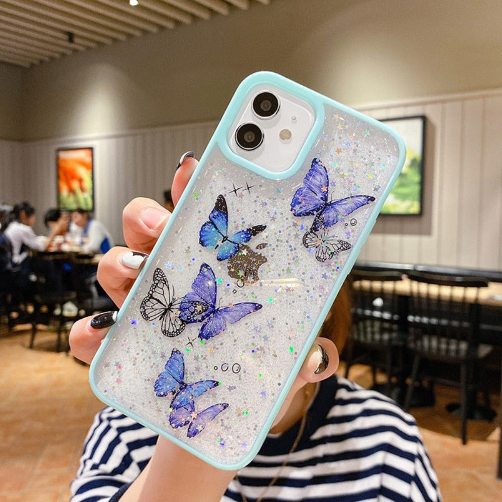 Glitter Butterfly Transparent iPhone Case
