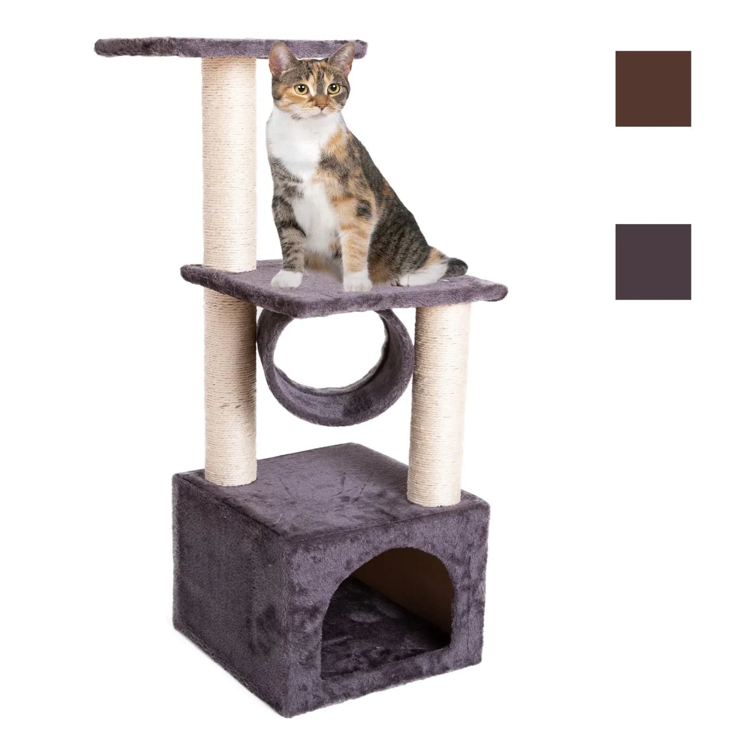 Plush Cat Tower with Sisal Rope for Climbing