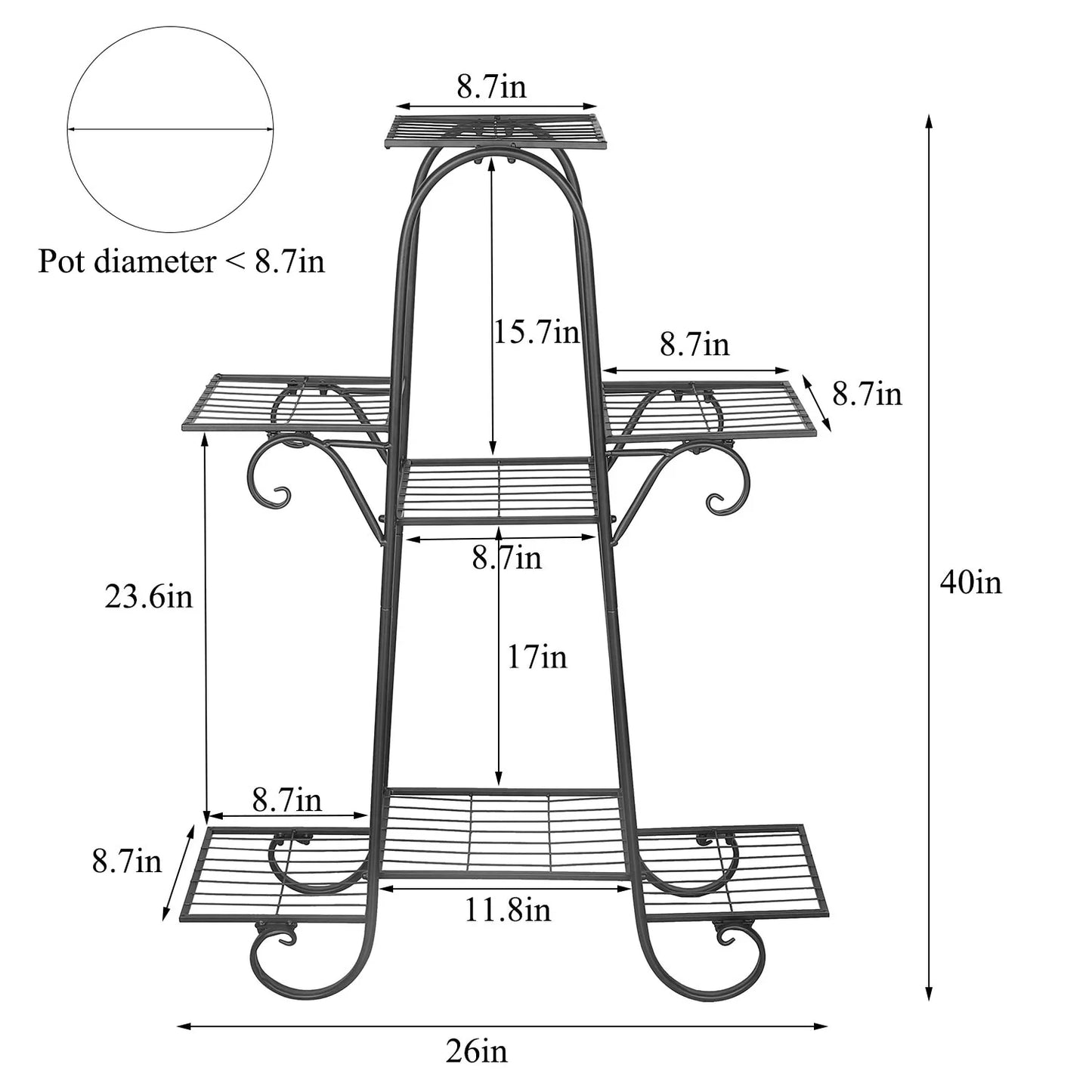 7-Tier Metal Plant Stand for Pots